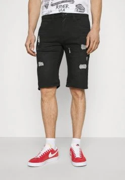 INDICODE JEANS COMMERCIAL KEN HOLES - Short En Jean - Black