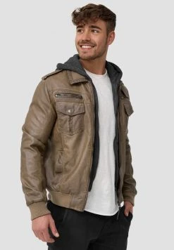 INDICODE JEANS AARON - Veste En Similicuir - Beige -INDICODE Boutique 048bf12a231445dfaeb10847feca67c7