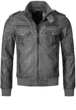 INDICODE JEANS INCO - Veste En Similicuir - Grau -INDICODE Boutique 0e2bf65f571d40069a0e220f74e5a74f