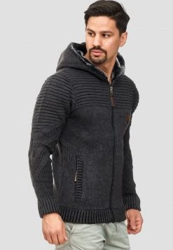 INDICODE JEANS Sweat à Capuche Zippé - Anthracite -INDICODE Boutique 27d7bb205231482487933879ffb0343e