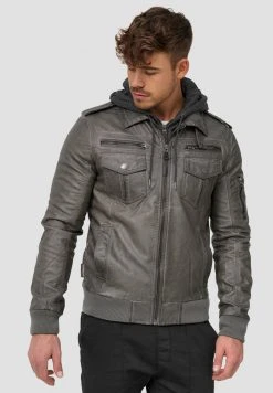 INDICODE JEANS AARON - Veste En Similicuir - Dark Grey -INDICODE Boutique 39d6497731c84d3187c08d1aeea0ae40