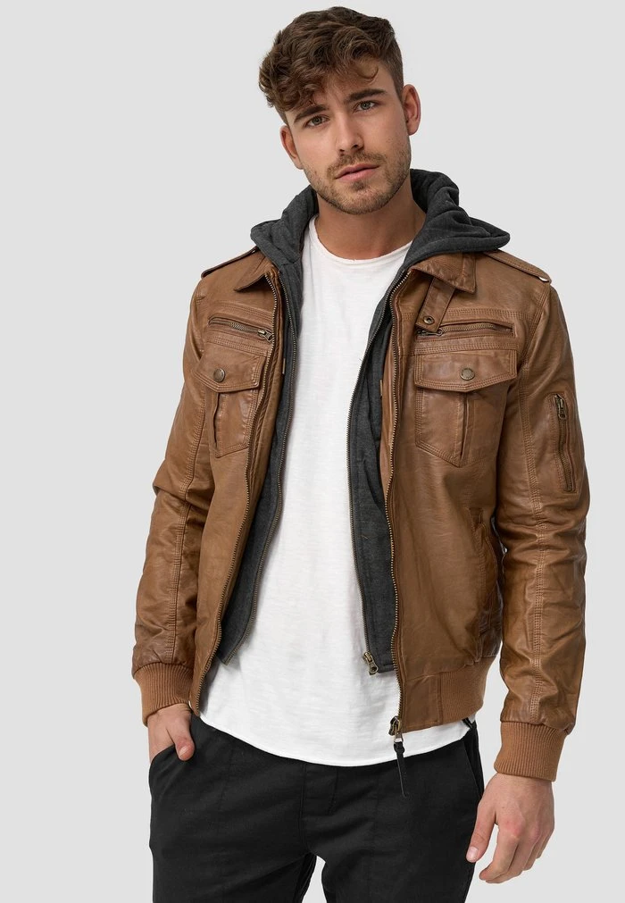 INDICODE JEANS AARON - Veste En Similicuir - Brown 1 INDICODE JEANS AARON - Veste En Similicuir - Brown