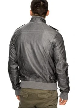 INDICODE JEANS INCO - Veste En Similicuir - Grau -INDICODE Boutique 410f7854aca94f9587b433090d34bcc1