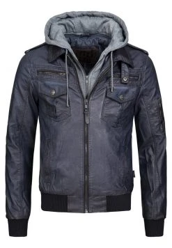 INDICODE JEANS AARON - Veste En Similicuir - Navy -INDICODE Boutique 4b746e2d29ee4d5d9d47ece042e557e2