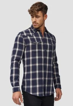 INDICODE JEANS ALTIN - Chemise - Navy -INDICODE Boutique 52671296276346b6bc2143e8b65b0a75