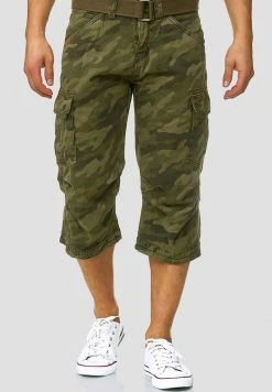 INDICODE JEANS MIT GÜRTEL NICOLAS - Short - Mottled Dark Green