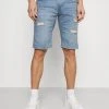 INDICODE JEANS KADEN HOLES - Short En Jean - Blue Wash