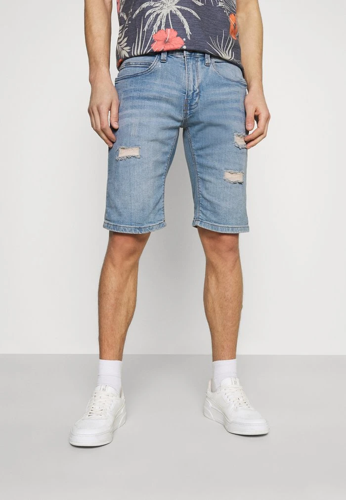 INDICODE JEANS KADEN HOLES - Short En Jean - Blue Wash 1 INDICODE JEANS KADEN HOLES - Short En Jean - Blue Wash