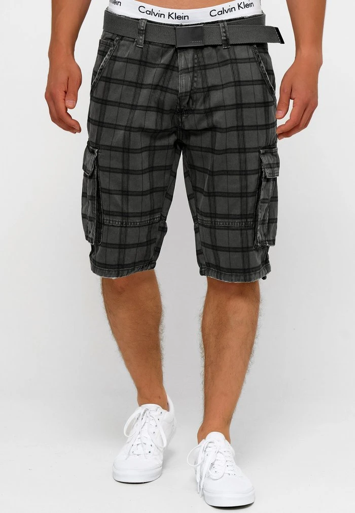 INDICODE JEANS BLIXT - Short - Raven Check 1 INDICODE JEANS BLIXT - Short - Raven Check