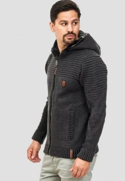 INDICODE JEANS Sweat à Capuche Zippé - Anthracite