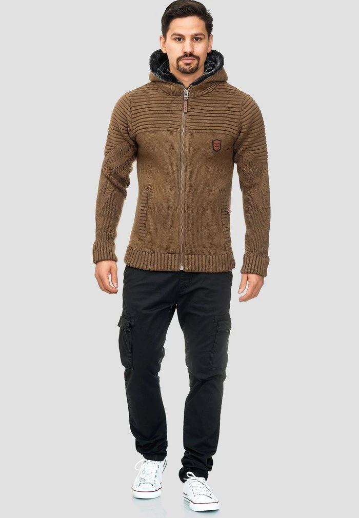INDICODE JEANS Sweat à Capuche Zippé - Brown 2 INDICODE JEANS Sweat à Capuche Zippé - Brown – Image 2