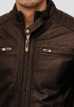 INDICODE JEANS GERMO - Veste En Cuir - Dark Brown -INDICODE Boutique c03c7c6407414ccaaa67ea3d62fcf2b9