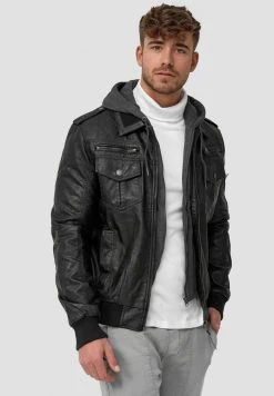 INDICODE JEANS AARON - Veste En Similicuir - Black -INDICODE Boutique e0bdcf002edf44ee888847f539ff5f56