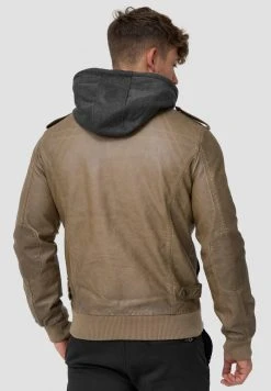 INDICODE JEANS AARON - Veste En Similicuir - Beige -INDICODE Boutique e7d5b1dcf27f441db6ac49a2ca59d248