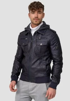 INDICODE JEANS AARON - Veste En Similicuir - Navy -INDICODE Boutique eaae10f9c6e94bffadd131ee11d92906