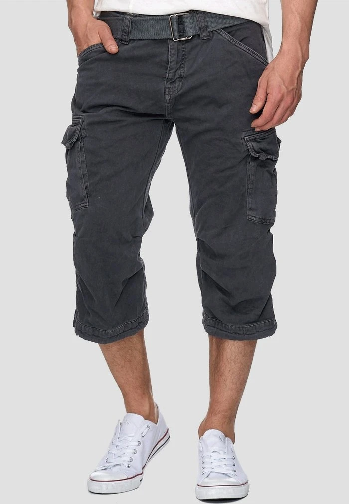 INDICODE JEANS MIT GÜRTEL NICOLAS - Short - Dark Grey 1 INDICODE JEANS MIT GÜRTEL NICOLAS - Short - Dark Grey