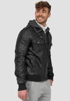 INDICODE JEANS AARON - Veste En Similicuir - Black -INDICODE Boutique f2f777551a32490c9af16d5e6670849c