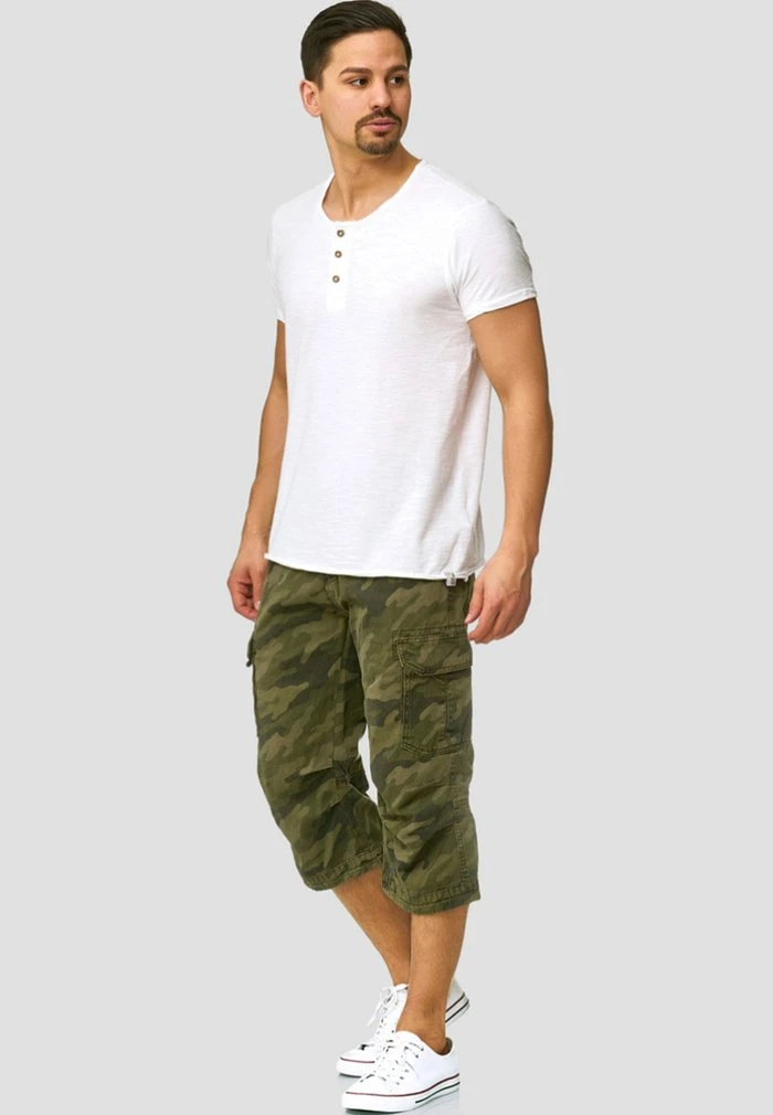 INDICODE JEANS MIT GÜRTEL NICOLAS - Short - Mottled Dark Green 2 INDICODE JEANS MIT GÜRTEL NICOLAS - Short - Mottled Dark Green – Image 2